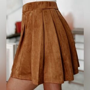 Faux suede pleated mini skirt